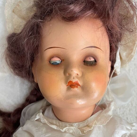 Vintage Antique EM&S Doll Bride Christening Open Close Eye 17” - Picture 5 of 16